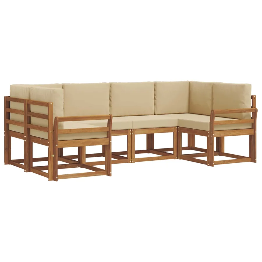 Ensemble de canapés d'extérieur 6 pcs Naturel et Beige - 2