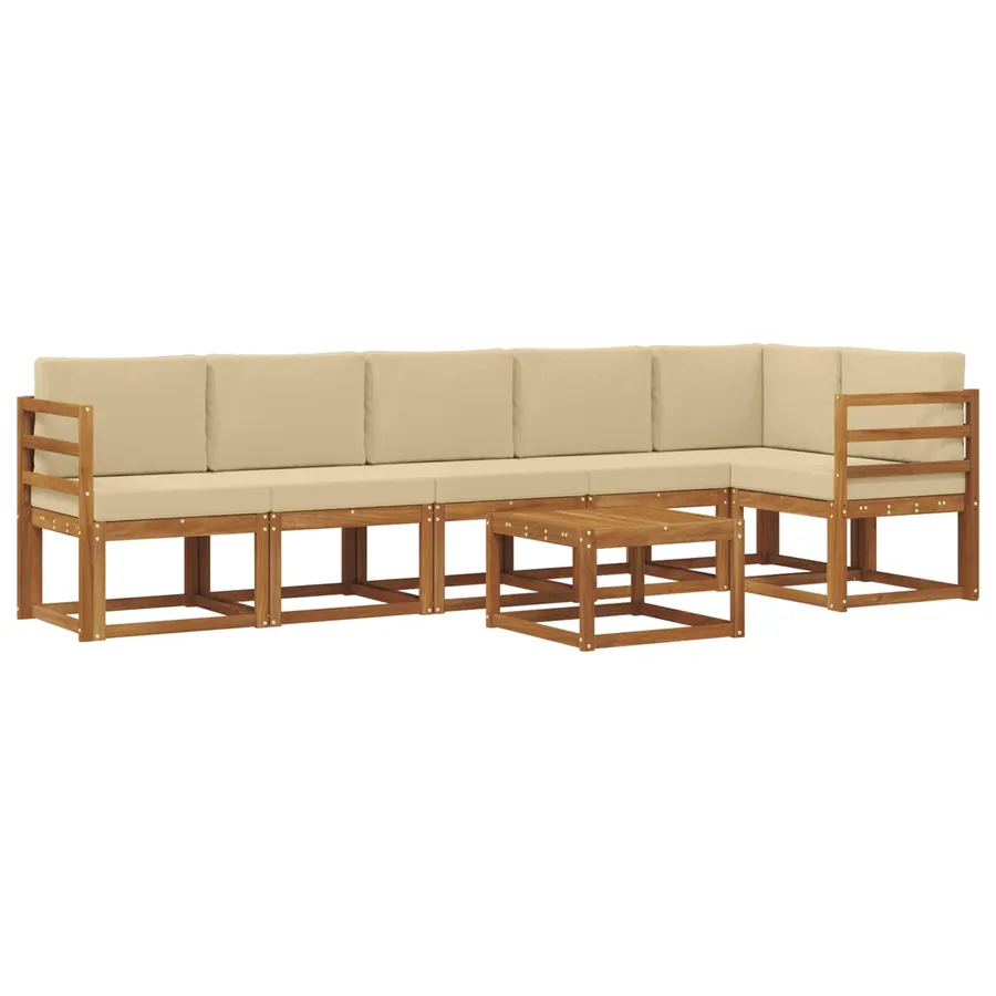 Ensemble de canapés d'extérieur 7 pcs Naturel et Beige - 2
