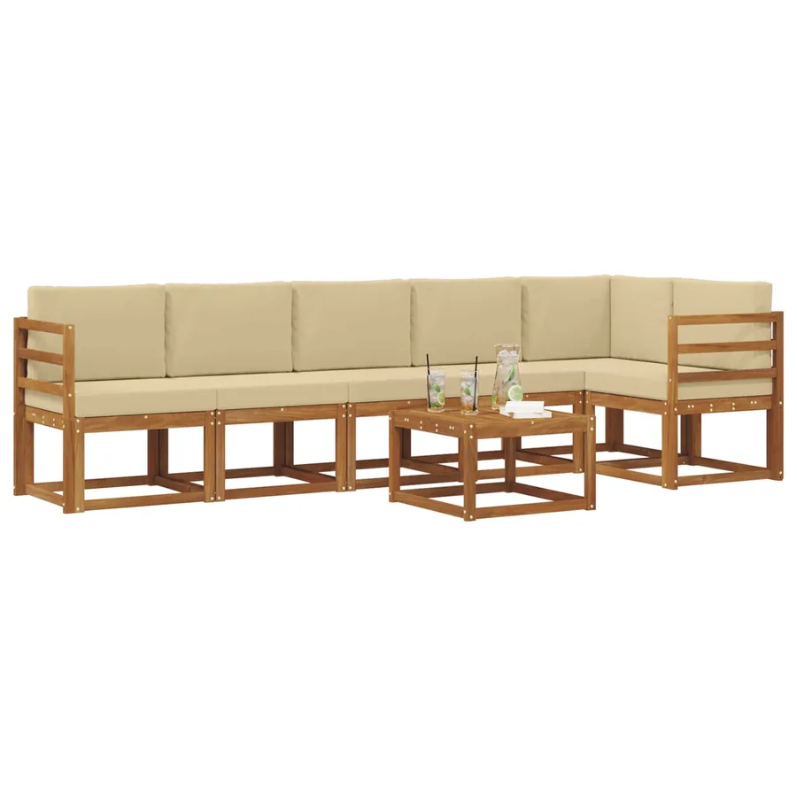 Ensemble de canapés d'extérieur 7 pcs Naturel et Beige - 3