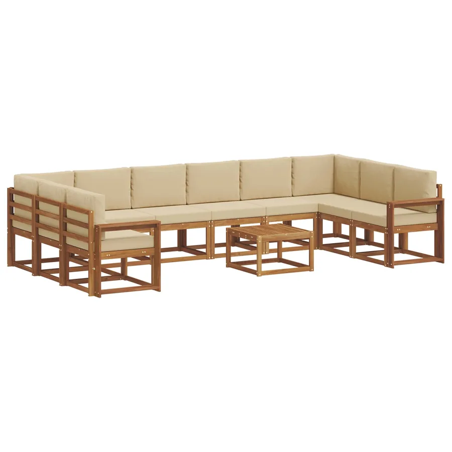 Ensemble de canapés d'extérieur 11 pcs Naturel et Beige - 2