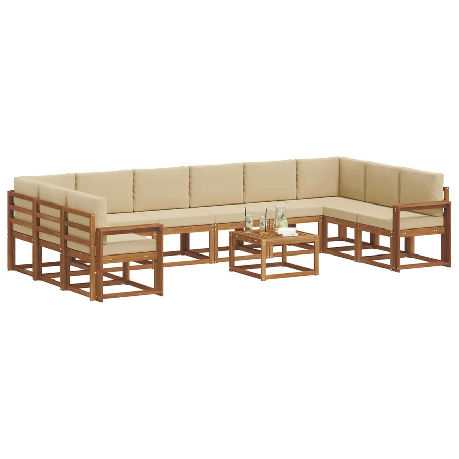 Ensemble de canapés d'extérieur 11 pcs Naturel et Beige - 3