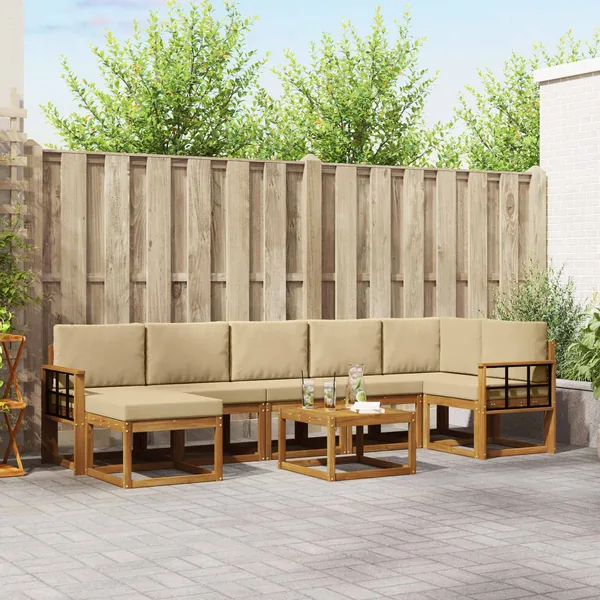 Ensemble de canapés d'extérieur 8 pcs Naturel et Beige