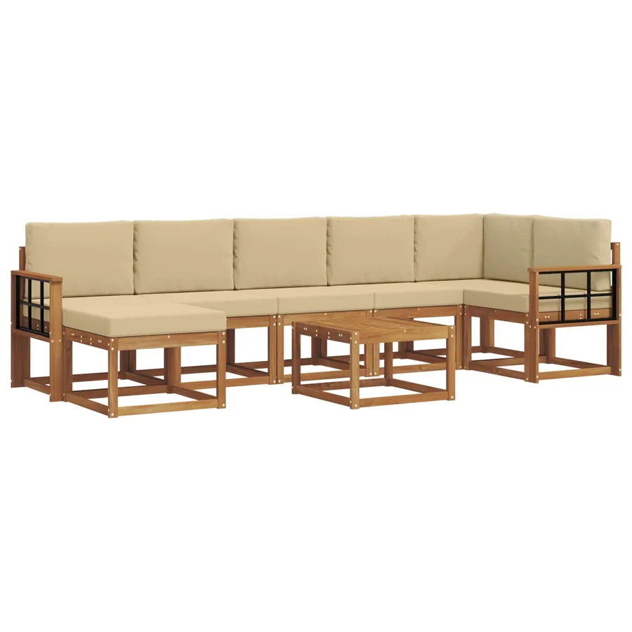 Ensemble de canapés d'extérieur 8 pcs Naturel et Beige - 2