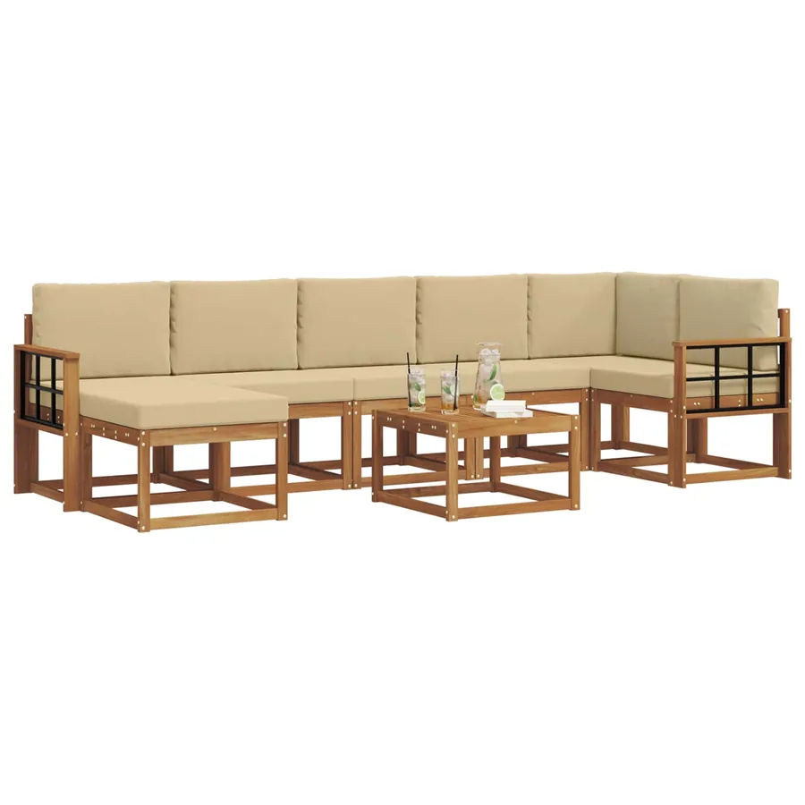 Ensemble de canapés d'extérieur 8 pcs Naturel et Beige - 3