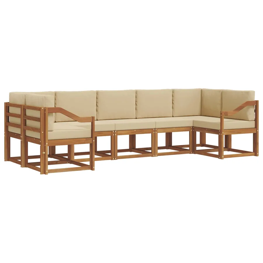 Ensemble de canapés d'extérieur 7 pc Naturel et Beige - 2