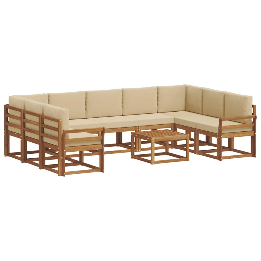 Ensemble de canapés d'extérieur 10 pcs Naturel et Beige - 2
