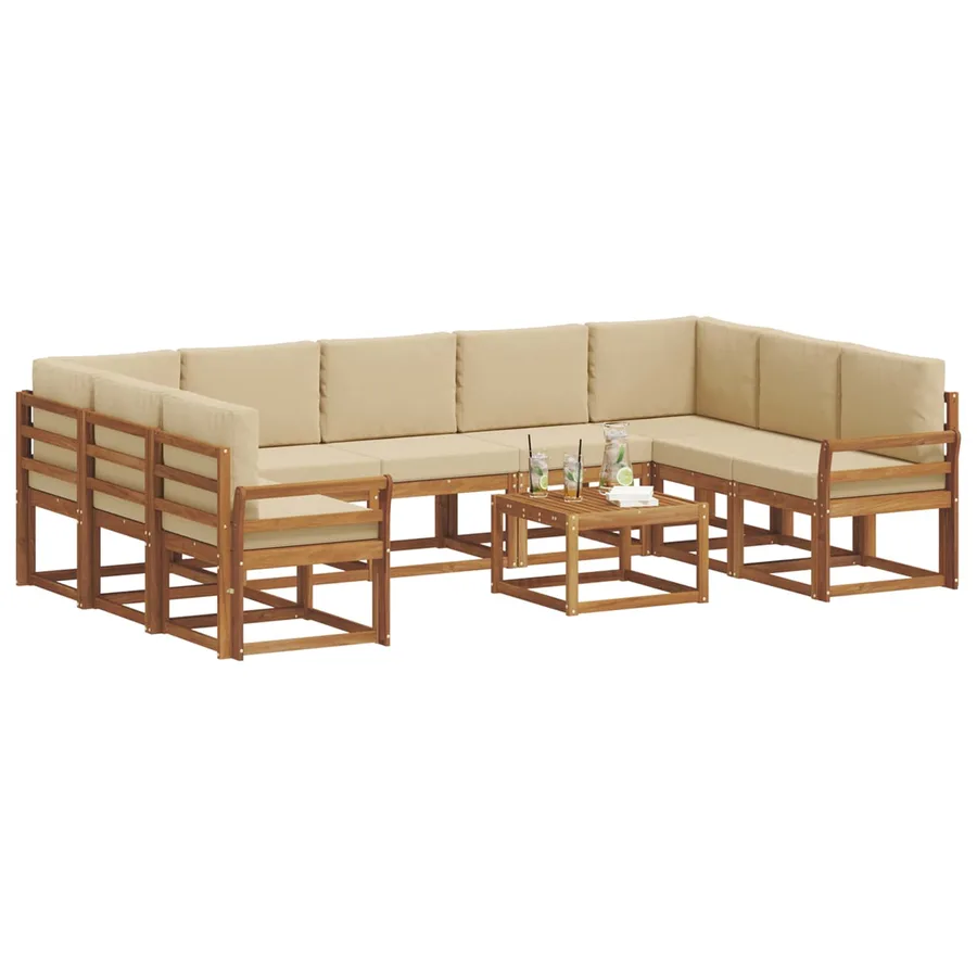 Ensemble de canapés d'extérieur 10 pcs Naturel et Beige - 3