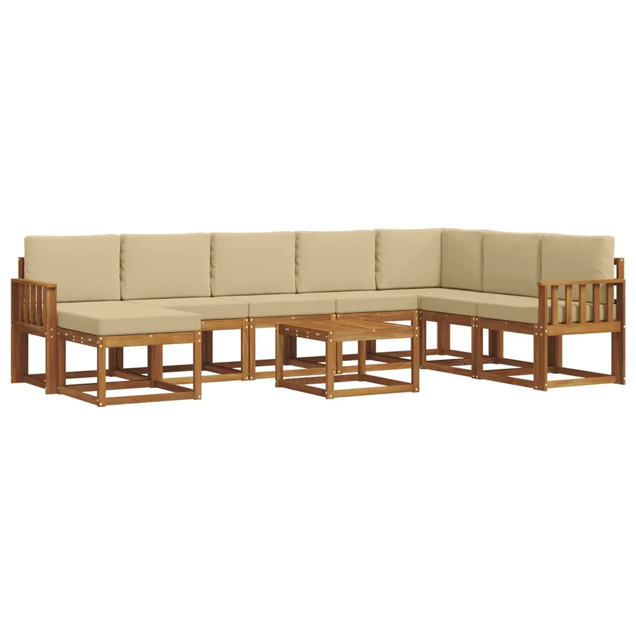 Ensemble de canapés d'extérieur 9 pcs Naturel et Beige - 2