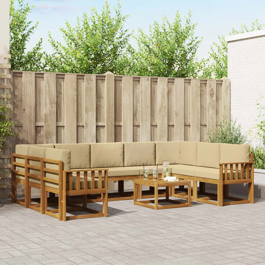 Ensemble de canapés d'extérieur 10 pcs Naturel et Beige