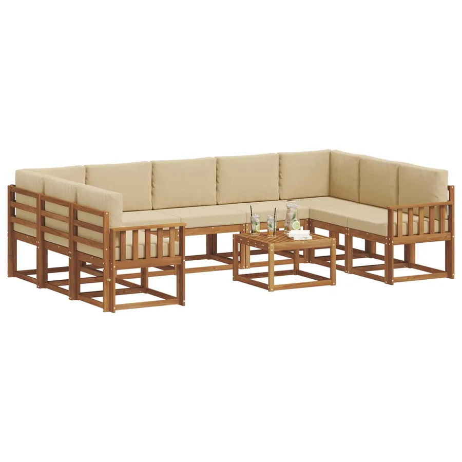 Ensemble de canapés d'extérieur 10 pcs Naturel et Beige - 3