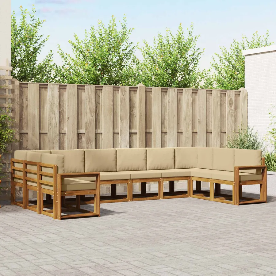 Ensemble de canapés d'extérieur 10 pcs Naturel et Beige
