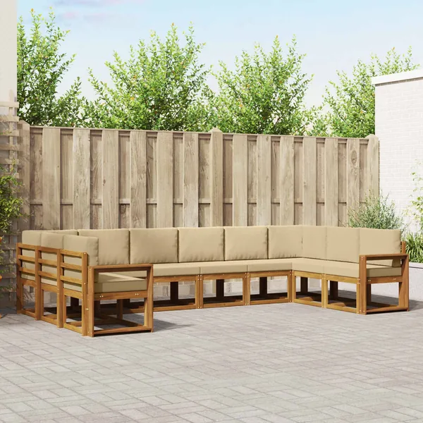 Ensemble de canapés d'extérieur 10 pcs Naturel et Beige