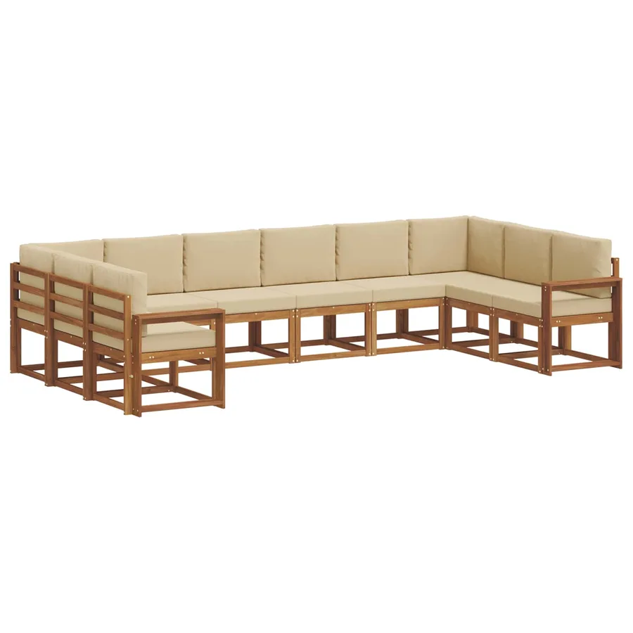 Ensemble de canapés d'extérieur 10 pcs Naturel et Beige - 2