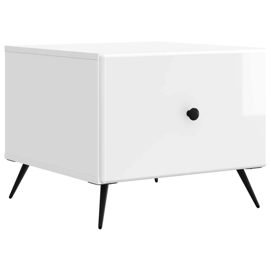Table basse Blanc brillant 49 x 50 x 40 cm Bois d'ingénierie - 2
