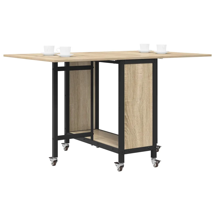 Table à manger pliante avec roulettes 130 x 80 x 76,5 cm - 3