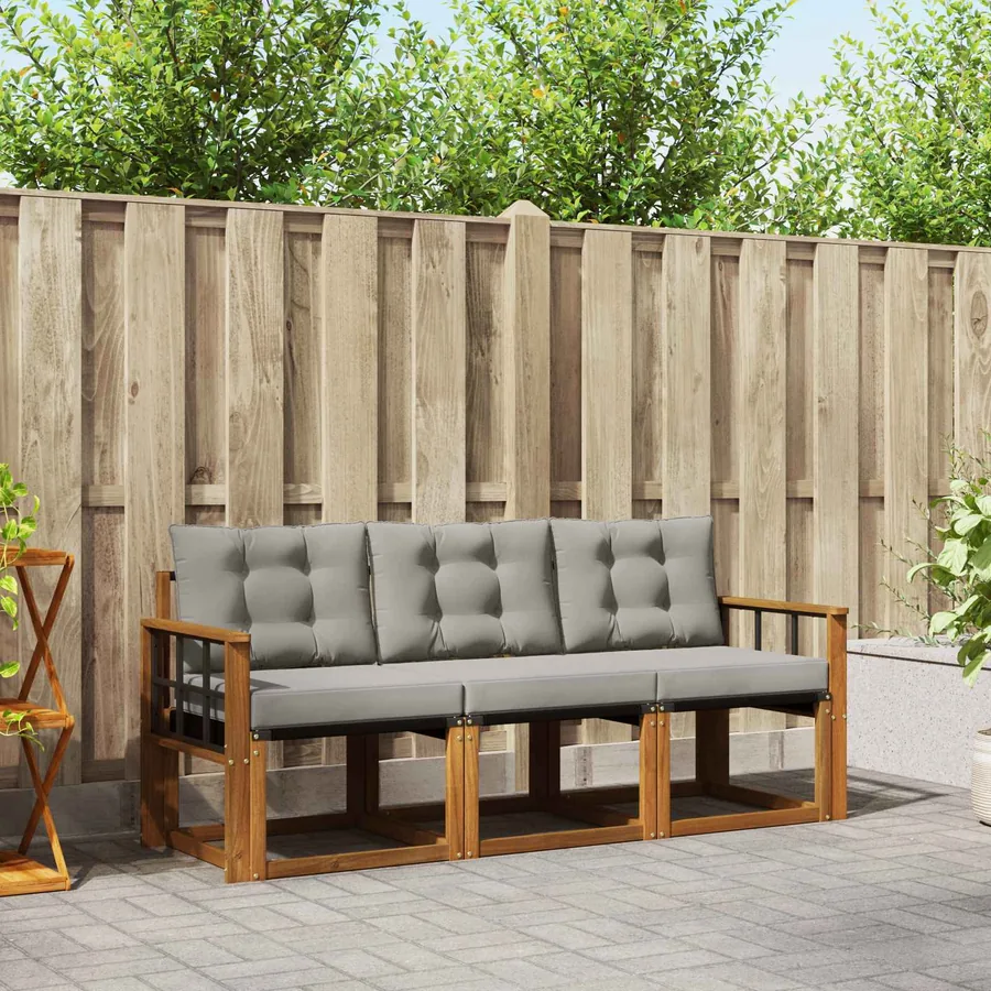 Ensemble de canapés d'extérieur 3 pcs Gris Naturel et Clair