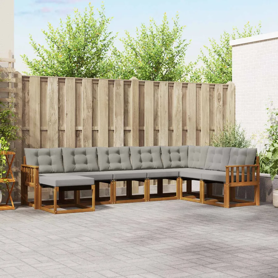 Ensemble de canapés d'extérieur 8 pcs Gris Naturel et Clair