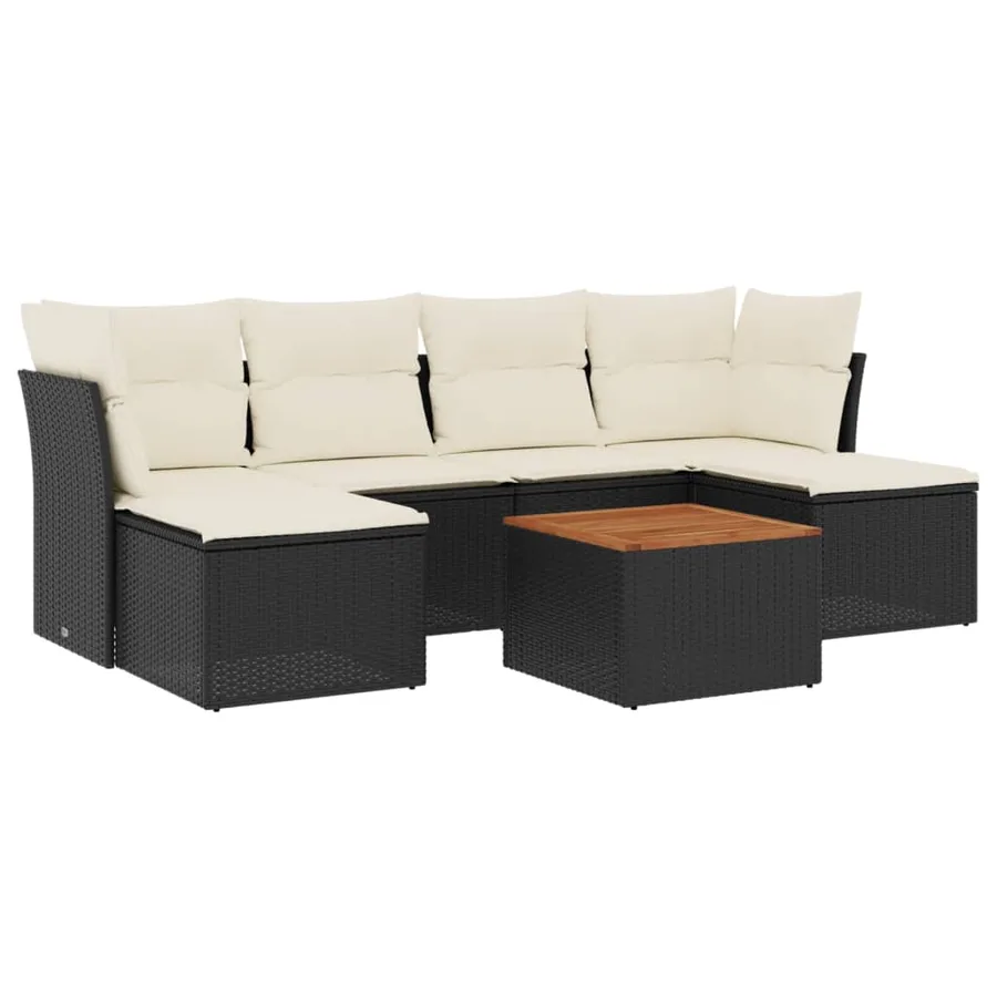 Salon de jardin 7 pcs avec coussins noir résine tressée 62 x 62 x 69 cm - 54,0 kg - 2