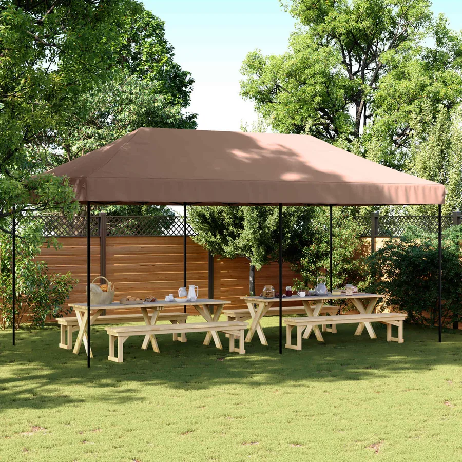 Tente de fête Marron 292 x 580 x 315 cm Tissu Oxford
