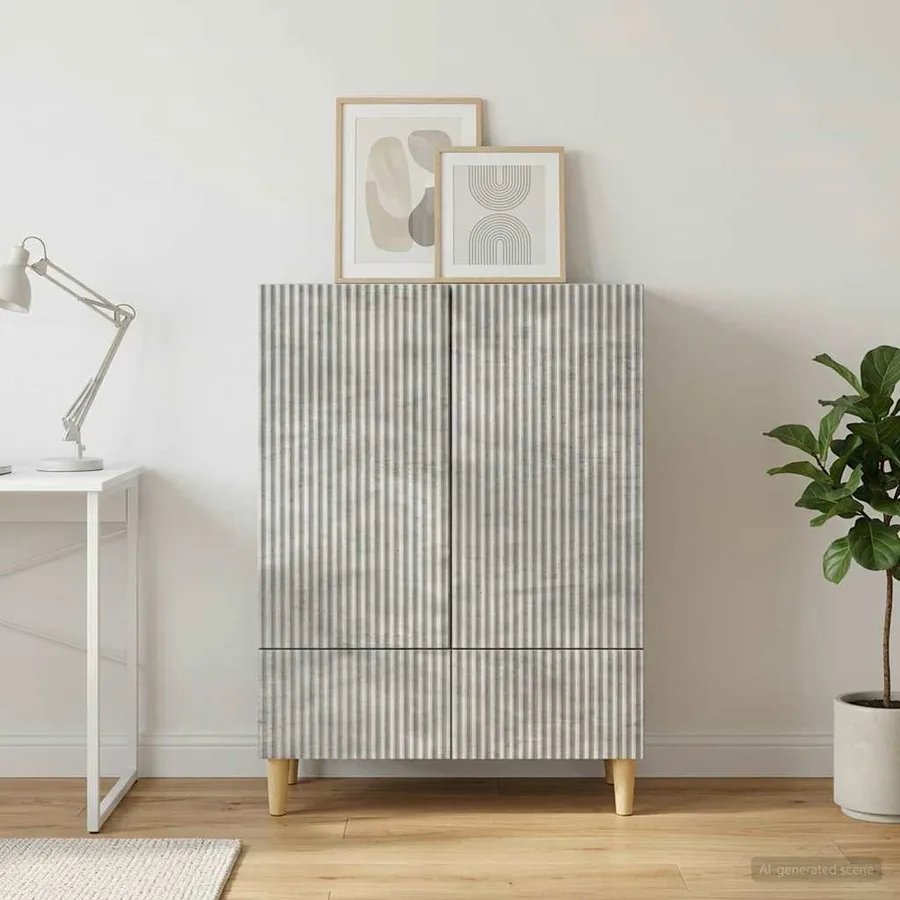 Buffet Gris béton 66 x 34,5 x 95 cm Bois d'ingénierie - 3
