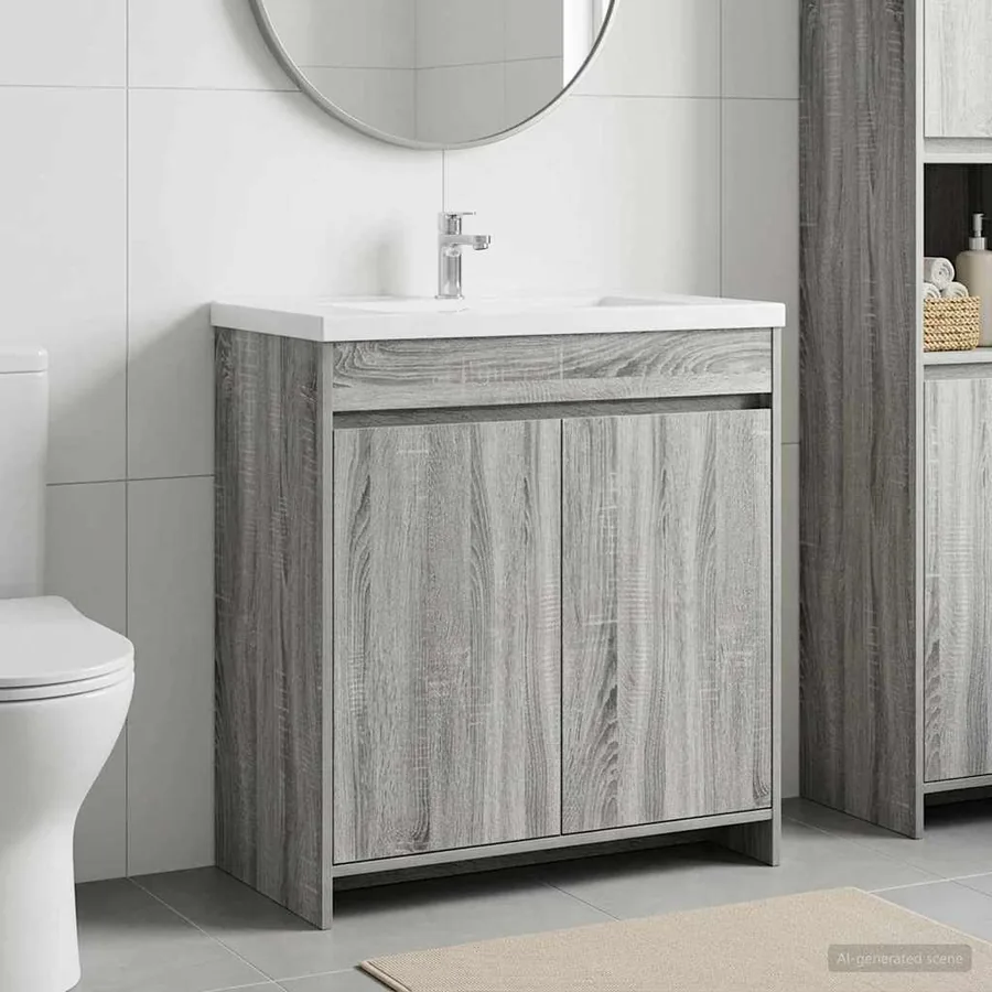 Meuble sous lavabo de salle de bain Sonoma gris