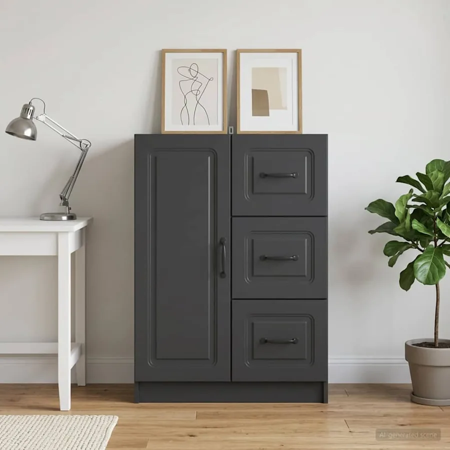 Buffet avec tiroir Noir 66 x 34,5 x 87 cm Bois d'ingénierie