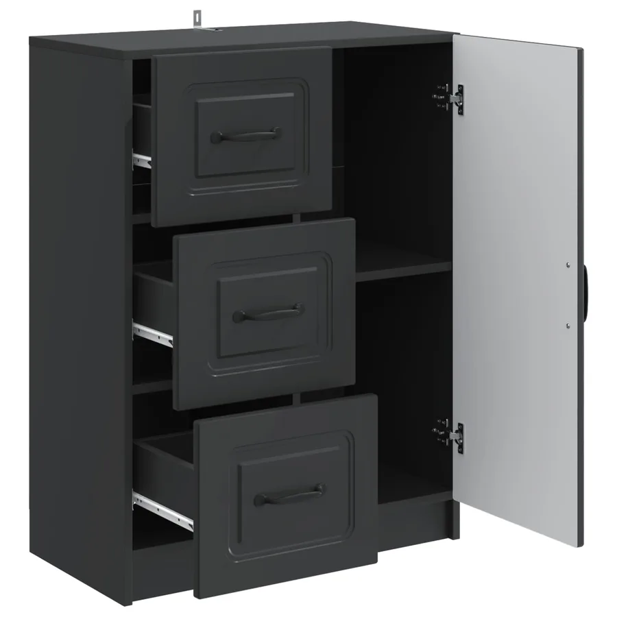 Buffet avec tiroir Noir 66 x 34,5 x 87 cm Bois d'ingénierie - 5