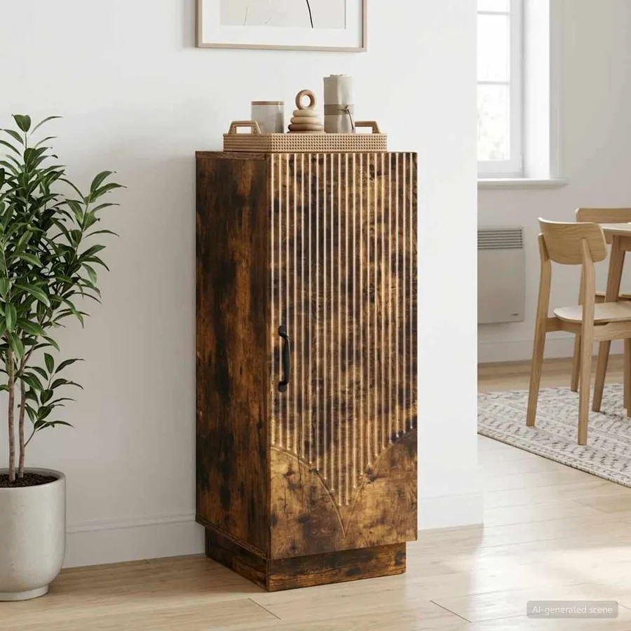 Buffet Chêne fumé 33 x 34,5 x 87 cm Bois d'ingénierie - 4