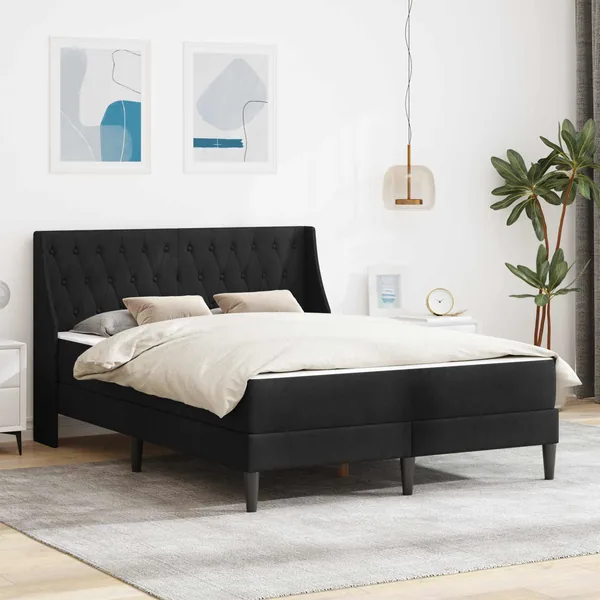 Cadre de lit avec matelas Noir 120 x 190 cm Velours