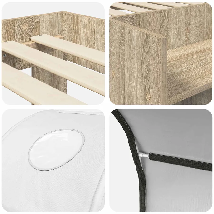Lit avec Tunnel 3 pc Chêne Sonoma et blanc Bois d'ingénierie - 9
