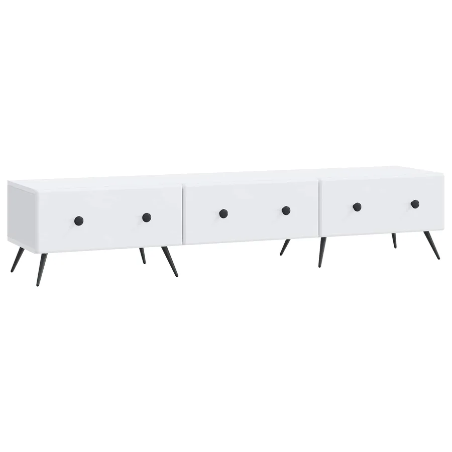 Meuble TV Blanc 147 x 34,5 x 30 cm Bois d'ingénierie - 2