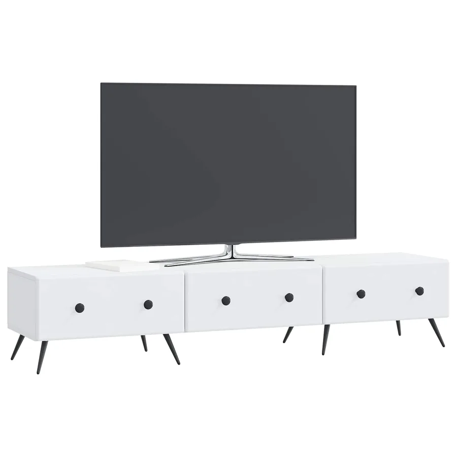 Meuble TV Blanc 147 x 34,5 x 30 cm Bois d'ingénierie - 3