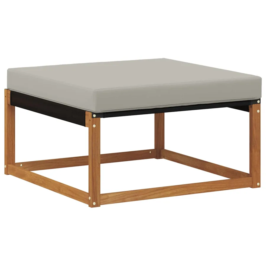 Pouf d'Extérieur Bois d'acacia massif et Textilène Naturel - 6