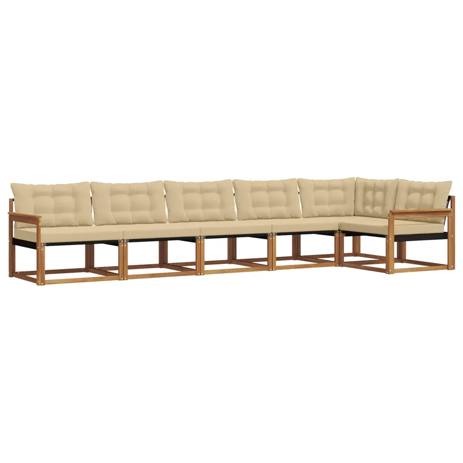 Ensemble de canapés d'extérieur 6 pcs Naturel et Beige - 2
