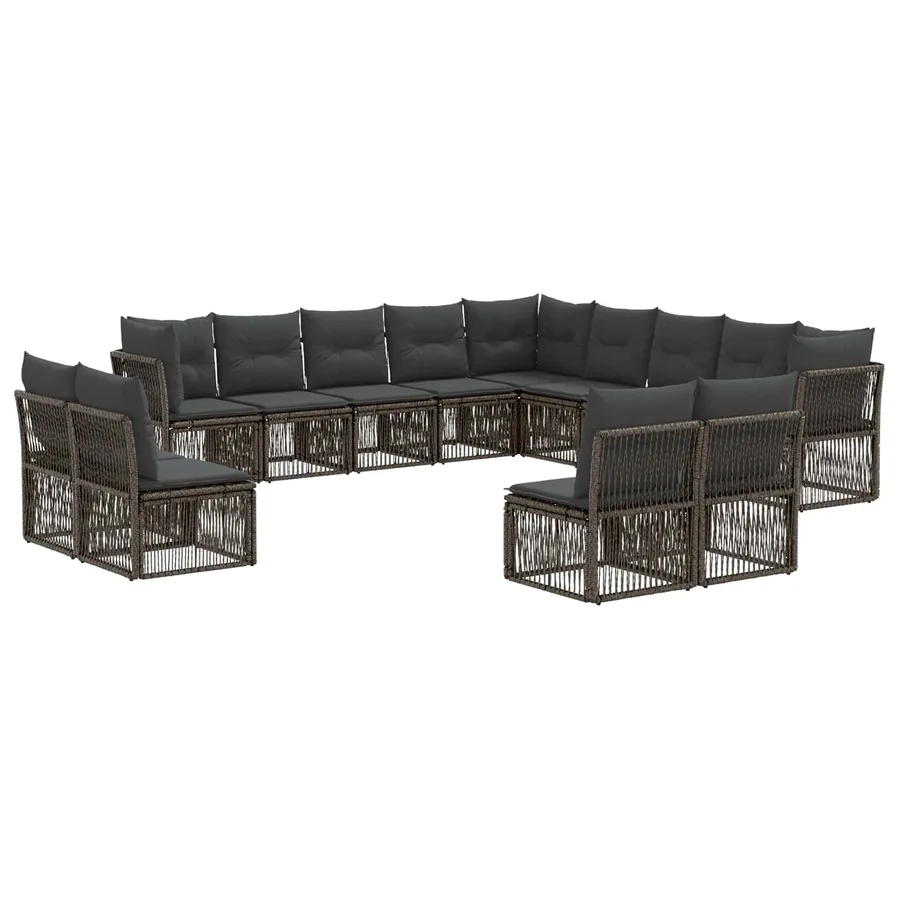 Ensemble de canapé de jardin 13 pcs Gris polyrotin - 2