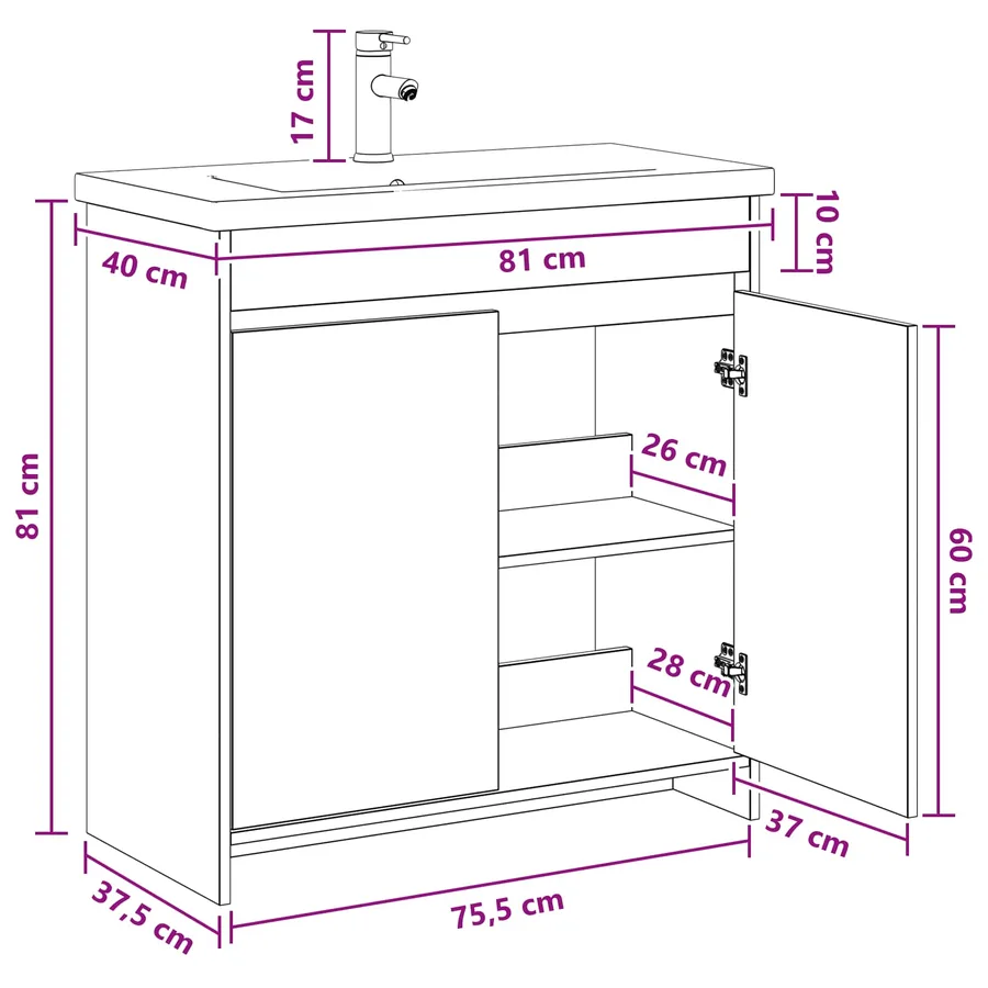 Ensemble de mobilier de salle de bain Chêne artisanal - 12