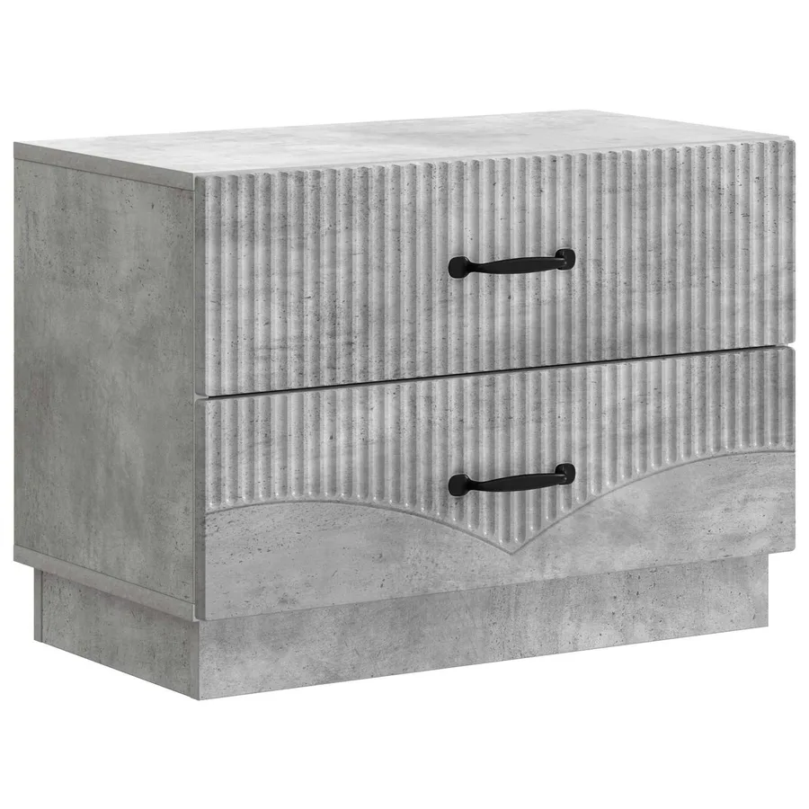 Cabinet de chevet avec tiroir Gris béton 62 x 34,5 x 44,5 cm - 2