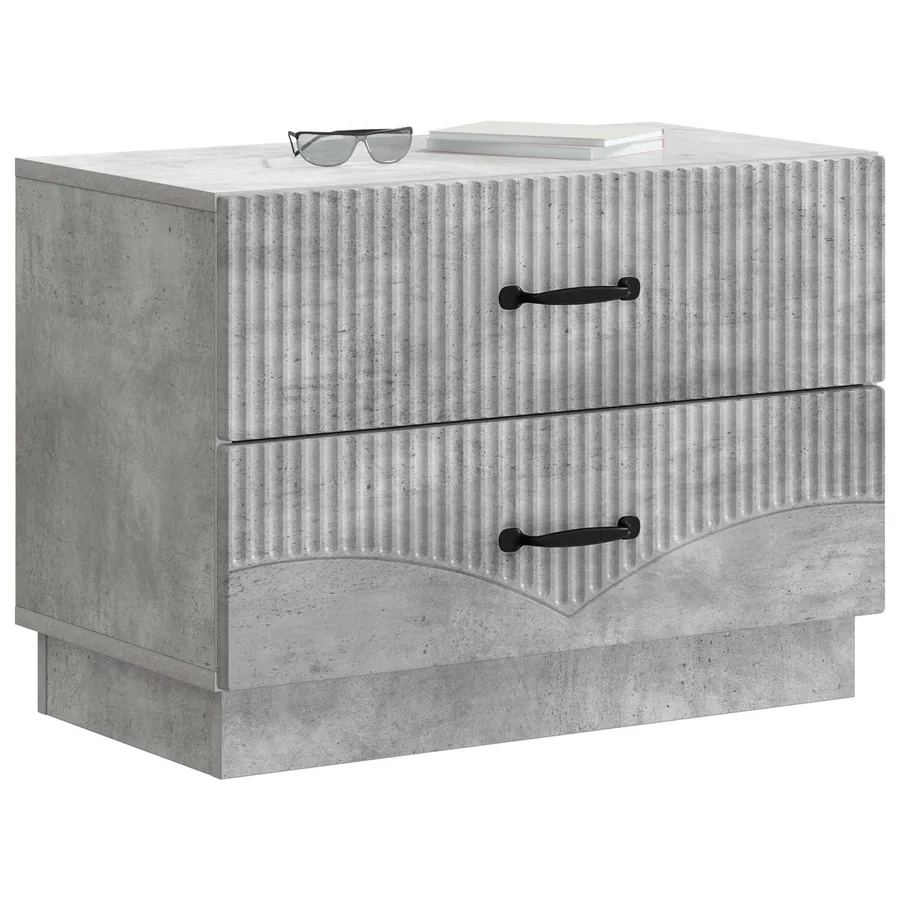 Cabinet de chevet avec tiroir Gris béton 62 x 34,5 x 44,5 cm - 3