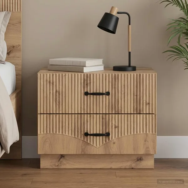 Cabinet de chevet Chêne artisanal 62 x 34,5 x 44,5 cm
