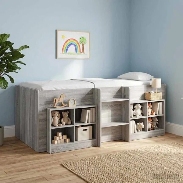 Cadre de Lit Élevé pour Enfants Sonoma gris 90 x 190 cm