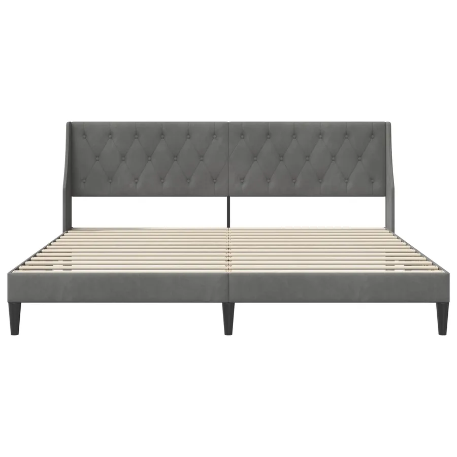 Cadre de lit avec tête de lit Gris foncé 180 x 200 cm Velours - 4