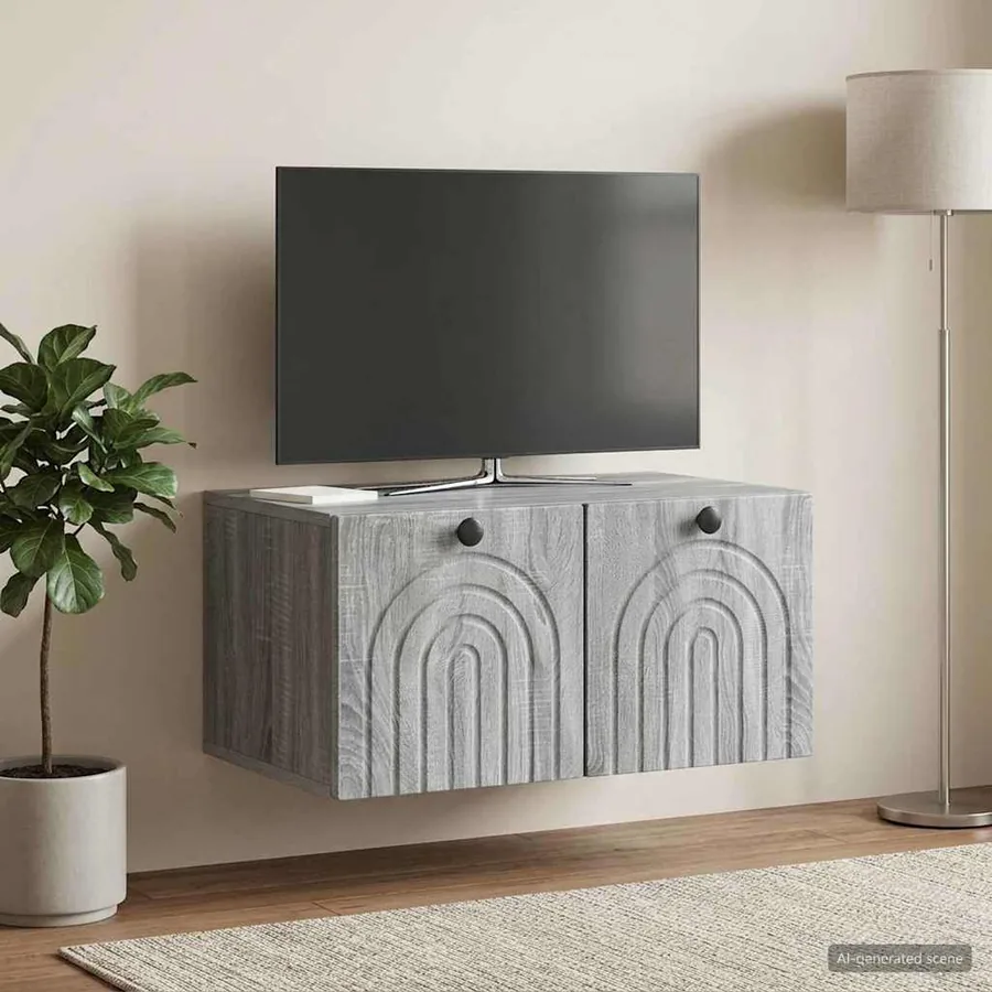 Meuble TV mural Sonoma gris 59,5 x 41 x 30 cm Bois d'ingénierie