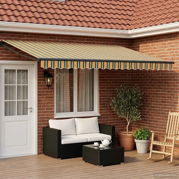 Store rétractable manuel avec LEDs 4,5 × 3 m