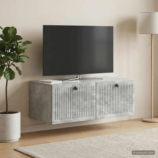 Meuble TV mural Gris béton 78,5 x 41 x 30 cm Bois d'ingénierie