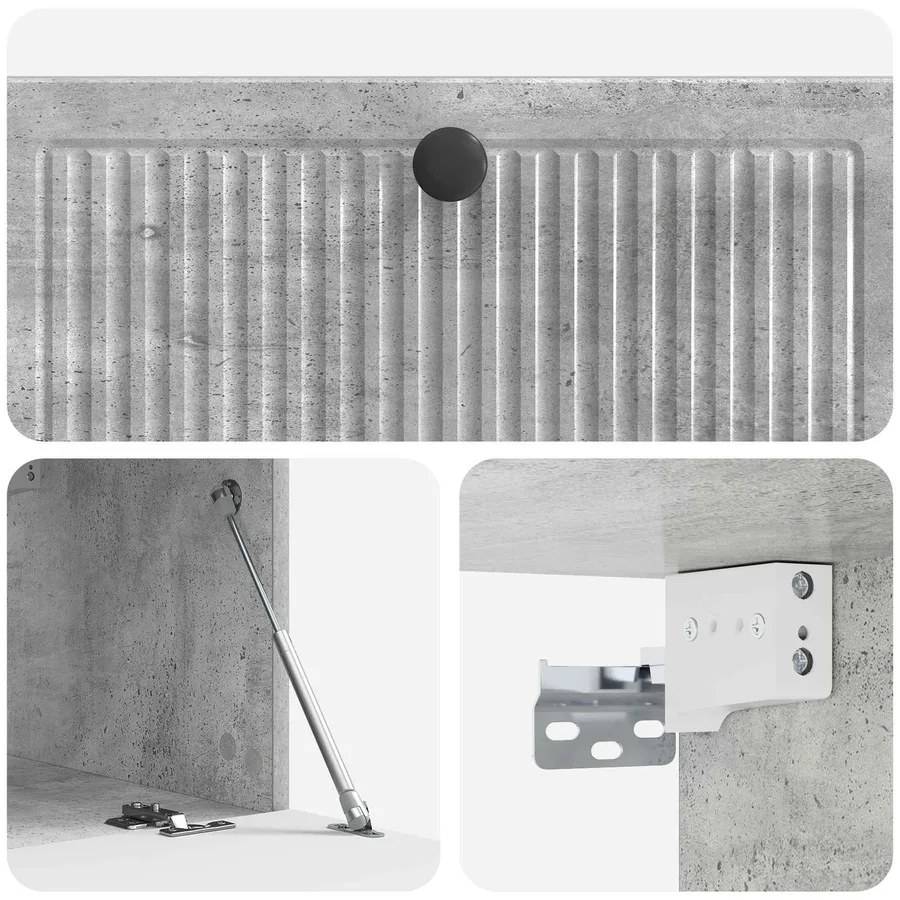 Meuble TV mural Gris béton 78,5 x 41 x 30 cm Bois d'ingénierie - 9