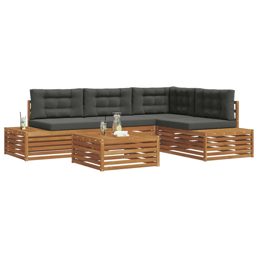 Ensemble de canapés d'extérieur 5 Pièce Naturel et Anthracite - 3