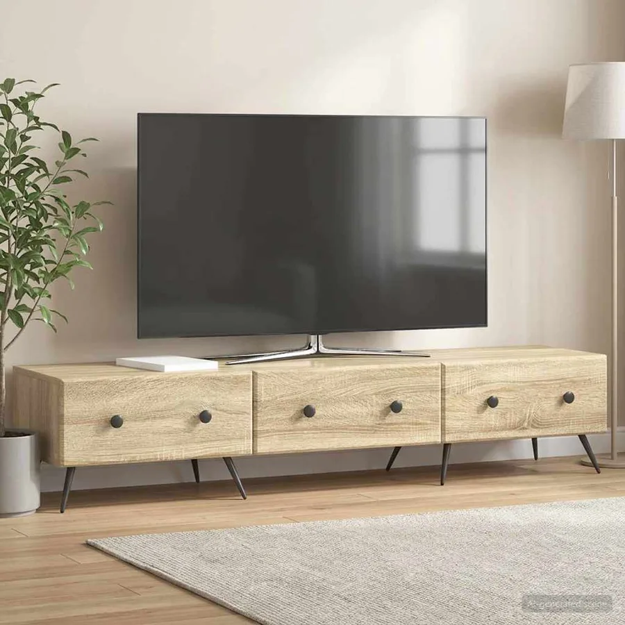 Meuble TV Chêne Sonoma 147 x 34,5 x 30 cm Bois d'ingénierie - 4