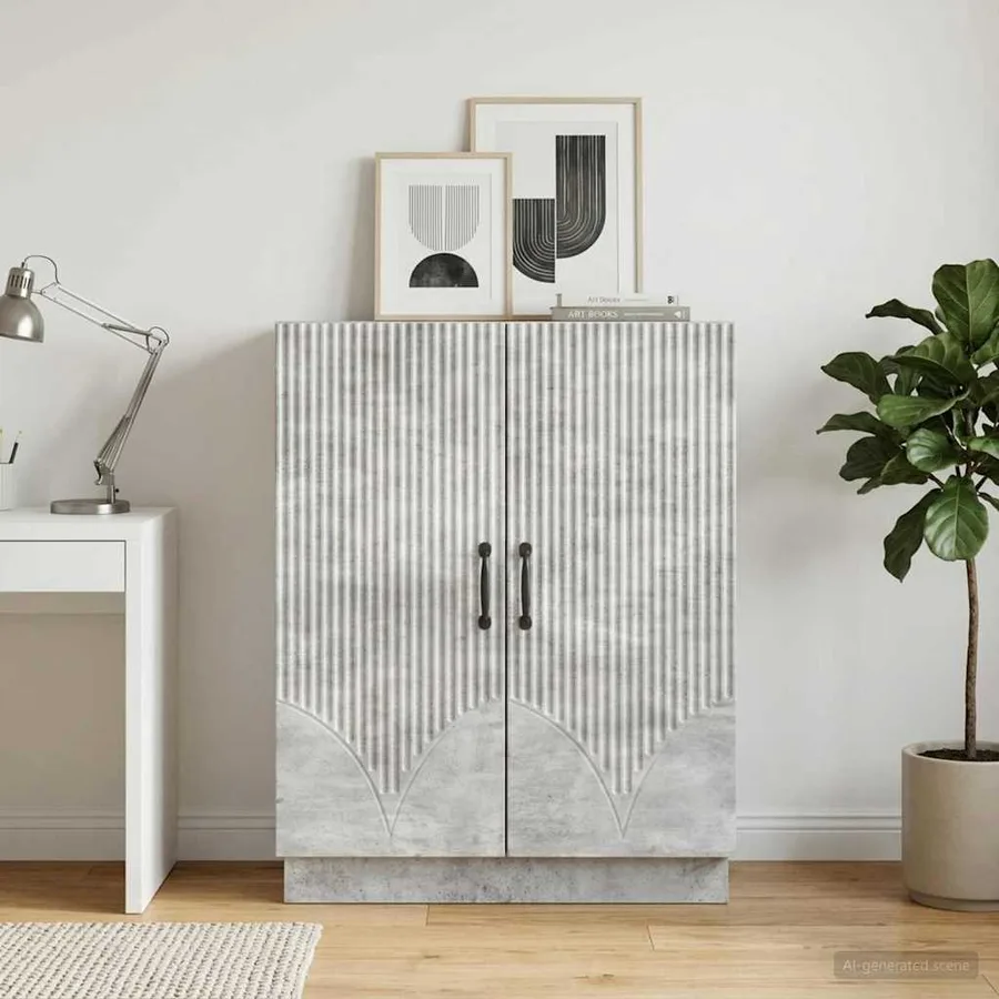 Buffet Gris béton 66 x 34,5 x 87 cm Bois d'ingénierie - 4