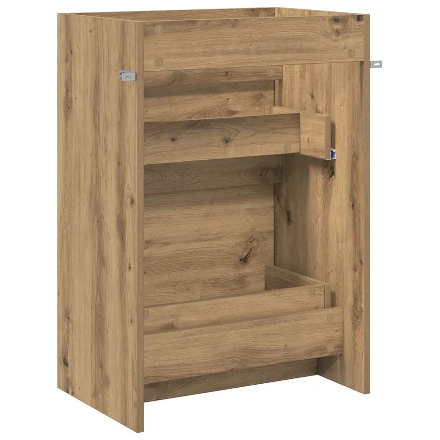 Meuble sous lavabo de salle de bain Chêne artisanal - 6