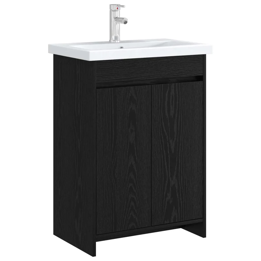 Meuble sous lavabo de salle de bain Chêne noir - 3